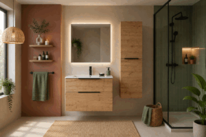 Mueble de baño Ikon suspendido con lavabo de porcelana integrado - Imagen 5