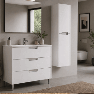 Mueble de baño Britanic con tres cajones, patas y lavabo porcelánico - Imagen 2