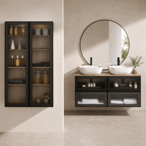 Mueble de saño KOBA suspendido con tapa y lavabo porcelánico incluido