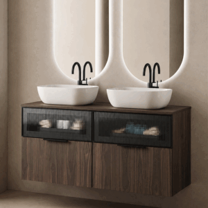 Mueble de baño Mirko suspendido con tapa y lavabo porcelánico incluido - Imagen 2