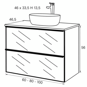 Mueble de saño KOBA suspendido con tapa y lavabo porcelánico incluido - Imagen 6