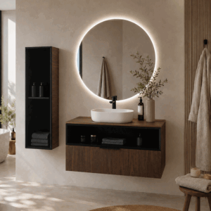 Mueble de baño Mirko suspendido con tapa y lavabo porcelánico incluido - Imagen 4