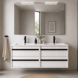 Mueble de baño Ateca suspendido con lavabo de porcelana integrado - Imagen 3