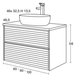 Mueble de baño suspendido Zenit con lavabo sobre encimera incluido | 60, 80 y 100 cm - Imagen 6