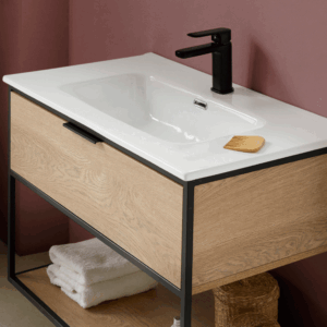Mueble de baño Estructura suspendido con lavabo cerámico | 60, 80 y 100 cm - Imagen 4