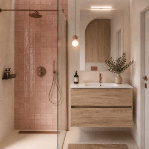 Mueble de baño Elsa dos cajones suspendido con lavabo de porcelana integrado