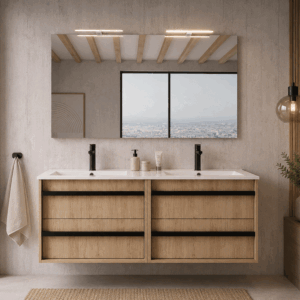 Mueble de baño Ateca suspendido con lavabo de porcelana integrado - Imagen 4