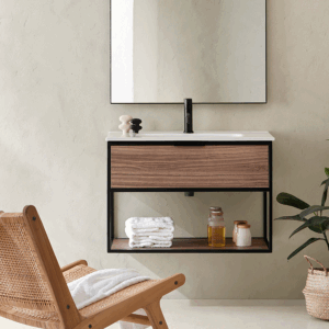 Mueble de baño Estructura suspendido con lavabo cerámico | 60, 80 y 100 cm