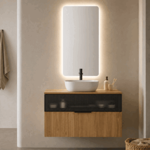 Mueble de baño Mirko suspendido con tapa y lavabo porcelánico incluido