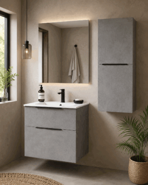 Mueble de baño Ikon suspendido con lavabo de porcelana integrado - Imagen 3