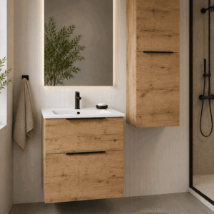 Mueble de baño Ikon suspendido con lavabo de porcelana integrado