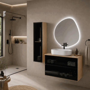Mueble de saño KOBA suspendido con tapa y lavabo porcelánico incluido - Imagen 2