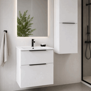 Mueble de baño Ikon suspendido con lavabo de porcelana integrado - Imagen 4