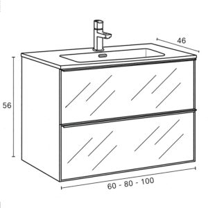 Mueble de Baño Koba Suspendido con Lavabo Porcelánico | 60, 80 y 100 cm - Imagen 7