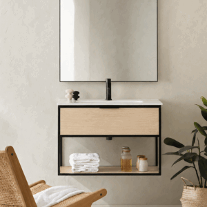 Mueble de baño Estructura suspendido con lavabo cerámico | 60, 80 y 100 cm - Imagen 3