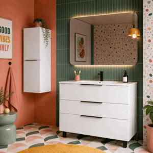 Mueble de baño Ikon de 3 cajones con lavabo de porcelana integrado - Imagen 2