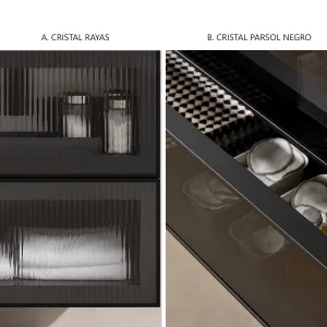 Mueble de Baño Koba Suspendido con Lavabo Porcelánico | 60, 80 y 100 cm, detalle del acabado en negro