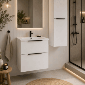 Mueble de baño Ikon suspendido con lavabo de porcelana integrado - Imagen 2