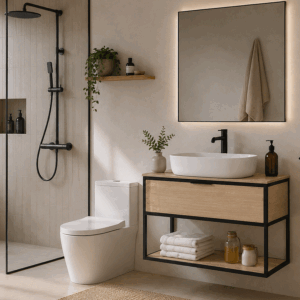 Mueble de baño Estructura suspendido con tapa y lavabo sobre encimera incluido - Imagen 2