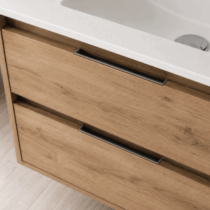 Mueble de baño Malta suspendido con lavabo de porcelana desplazado - Imagen 4