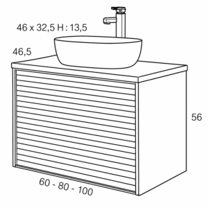Mueble de baño Zenit suspendido de 1 cajón con lavabo sobre encimera incluido - Imagen 6