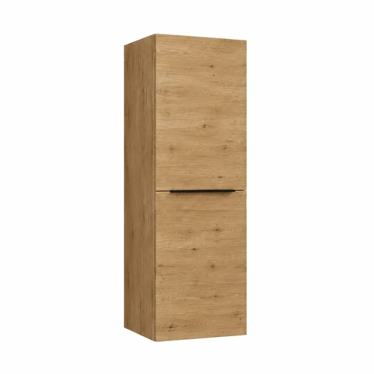 Columna de baño suspendida Ikon con dos puertas, en acabado madera