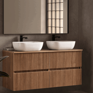 Mueble de baño Etna suspendido de 2 cajones con tapa y lavabo sobre encimera incluido - Imagen 2
