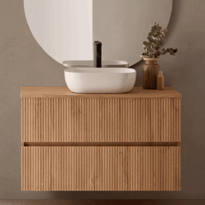 Mueble de baño Etna suspendido de 2 cajones con tapa y lavabo sobre encimera incluido - Imagen 3