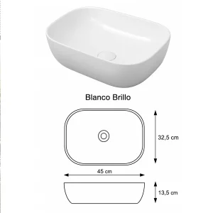 Mueble de baño Estructura suspendido con tapa y lavabo sobre encimera incluido, plano con medidas, vista 7
