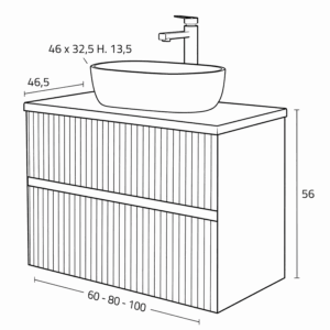 Mueble de baño Etna suspendido de 2 cajones con tapa y lavabo sobre encimera incluido - Imagen 11