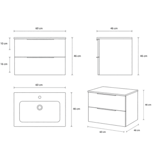 Mueble de baño Ikon suspendido con lavabo de porcelana integrado - Imagen 8