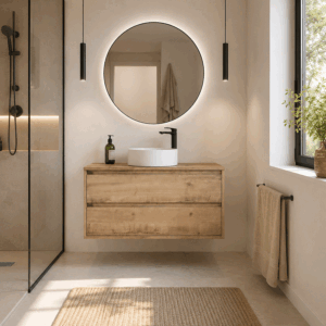 Mueble de baño suspendido Palermo con tapa y lavabo sobre encimera