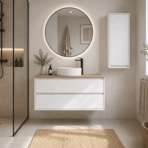 Mueble de baño suspendido Palermo con tapa y lavabo sobre encimera - Imagen 3