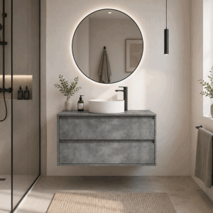 Mueble de baño suspendido Palermo con tapa y lavabo sobre encimera - Imagen 4