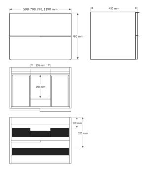 Mueble suspendido Júpiter con tapa solid surface blanca para lavabo sobre encimera - Imagen 8