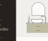 Ilustración de un mueble de baño con lavabo sobre encimera, grifo de caño alto y espejo